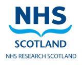 The organisation logo for NHS Research Scotland (NRS)