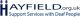 The organisation logo for Hayfield Support Services with Deaf People Ltd